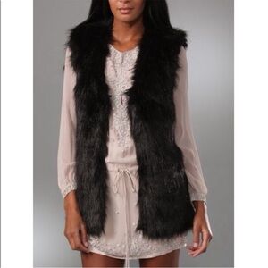 Halston Heritage Black Faux Fur Vest